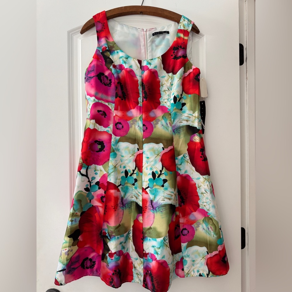Tiana B Watercolor Poppy Dress size 8 NWT
